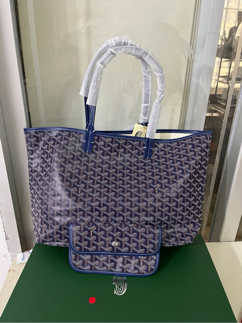 Goyard Saint Louis GM Tote Bag Navy Blue with Matching Pouch